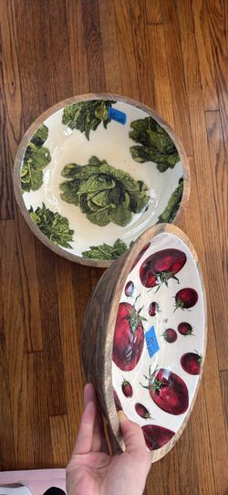 Garden salad bowls, vintage farmhouse decor