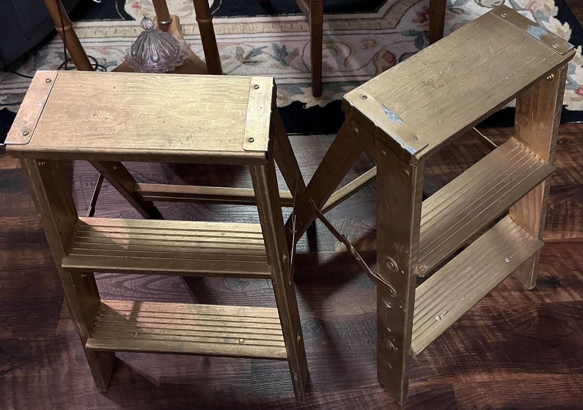 22” Vintage Wooden Folding 2 Step Ladder