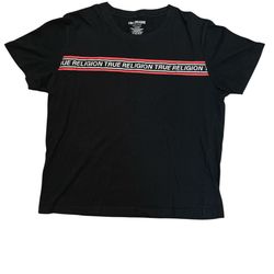 True Religion Contrast Taping Tee in black with red accents