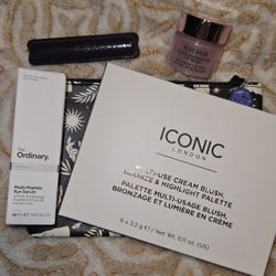 Makeup Lot, Iconic London Multi-use Palette,  The Ordinary Eye Serum,  Beso Balm,  Tarte mascara & Bag