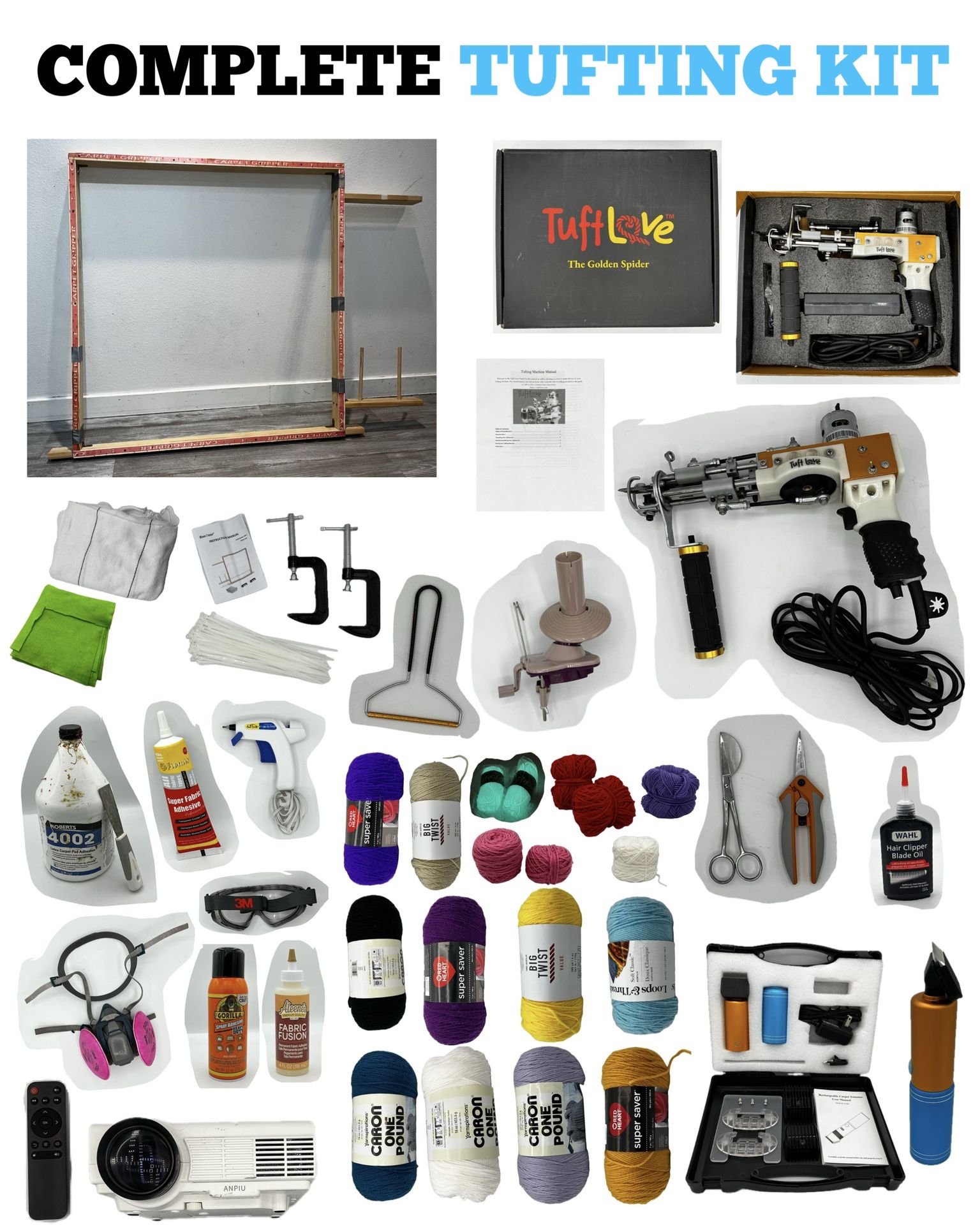 TUFTING GUN MACHINE COMPLETE KIT (USA BRAND! STILL UNDER WARRANTY!)