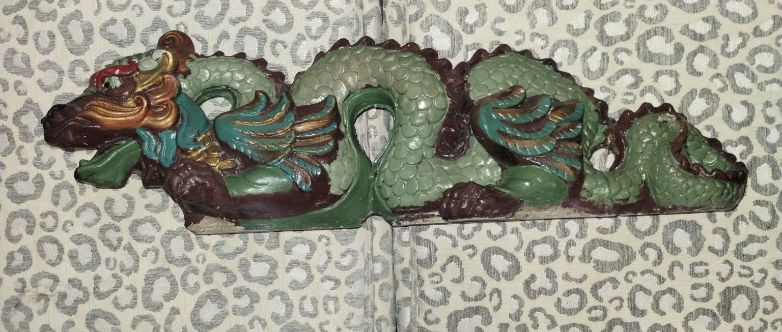 Vintage Concrete Dragon Figurine