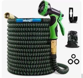 50ft Flexible Garden Hose, Water Hose for Outside with 10 Spray Nozzles, Brass Connector, Leak-Proof, Blue, Father's Day Gifts