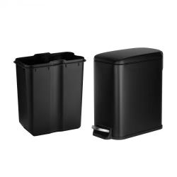 72]Slim Bathroom Trash Can, 11.4 x 5.71 x 10.7 Inch Small Bedroom Trashcan with Step Pedal & Soft Close Lid, 6L Steel Garbage Can with Detachable Inne