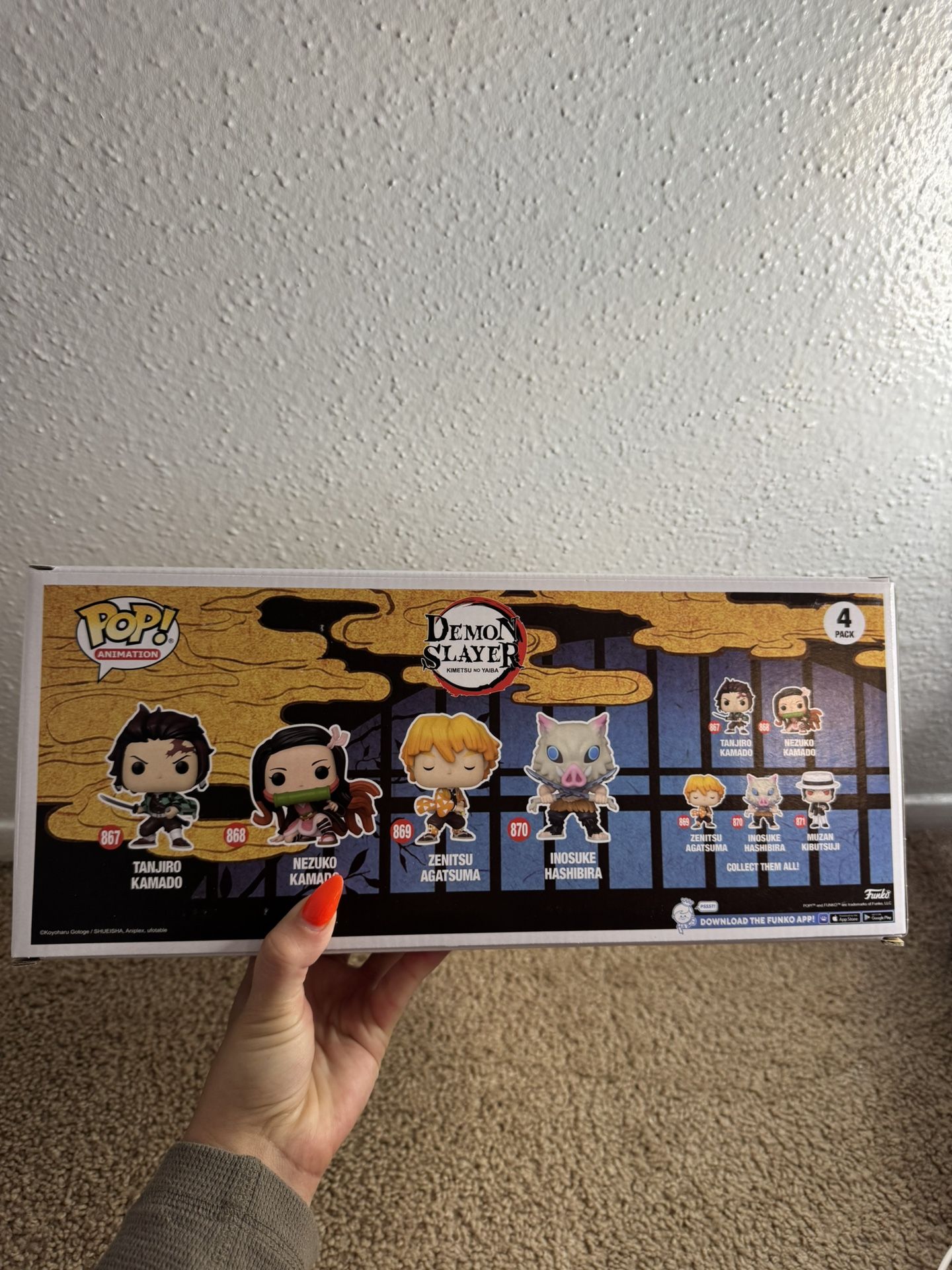 Demon Slayer 4 Pack Glow In The Dark Funko Pop Set