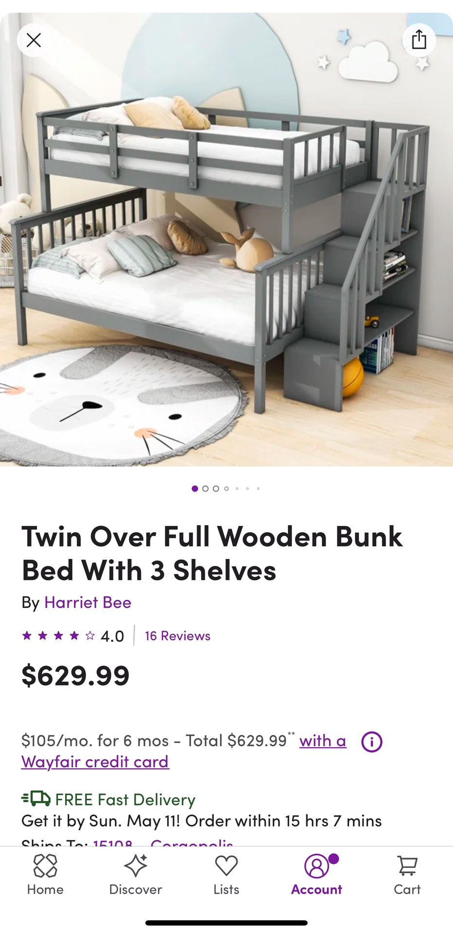 REDUCED Full/Twin Bunk Beds With Steps 150 OBO