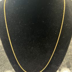 14k Gold Over 925 Sterling Silver Rope Necklace - 20”