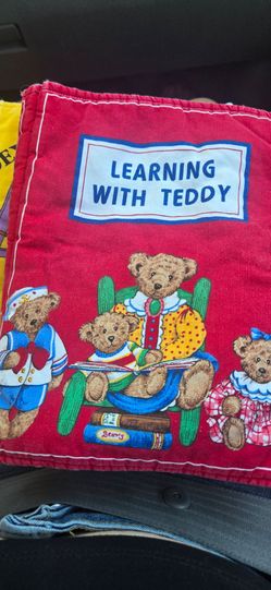 vintage teddy-bear children’s fabric panels, 4 children’s book,