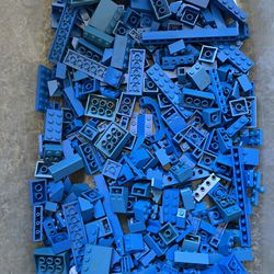 (Almost One Pound) Bulk Lot of All Blue LEGOS 