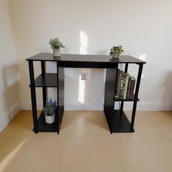 Modern Black Computer Desk With Shelves 