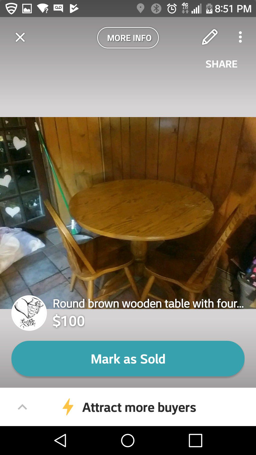 With matching 4 chairs