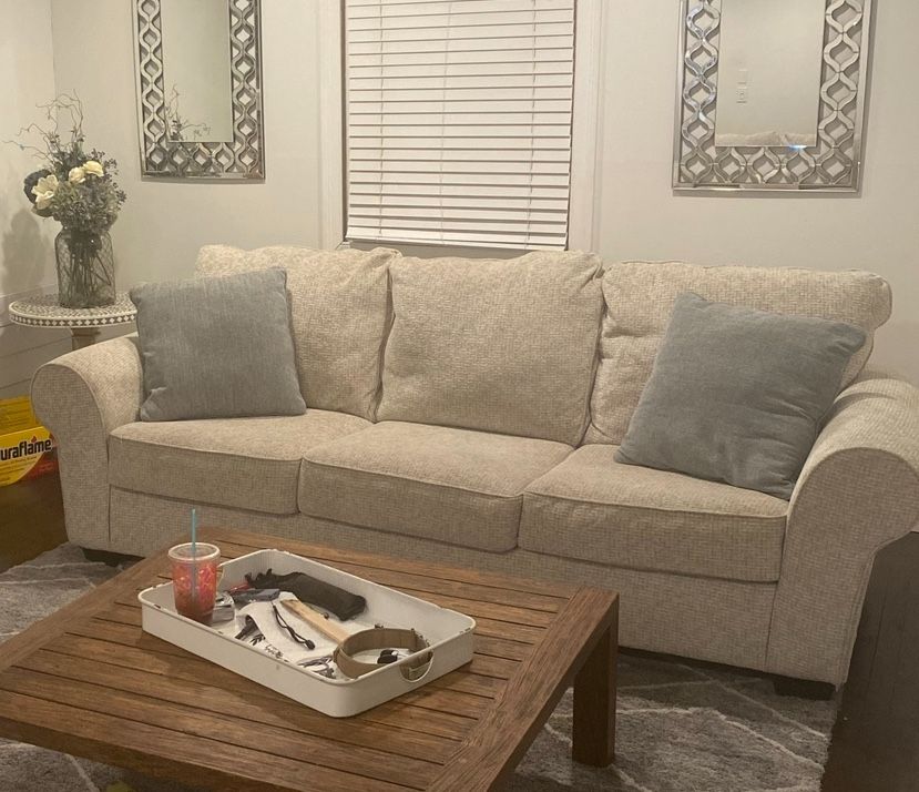 White Couch and Love Seat 