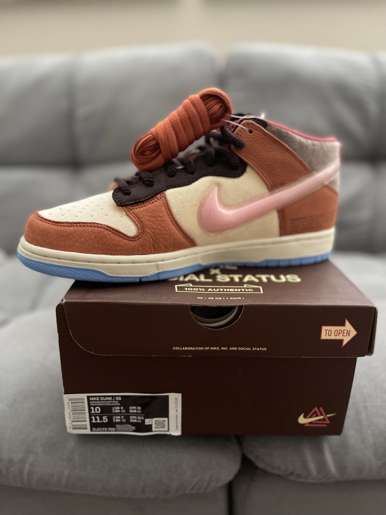 Nike Dunk Mid Social Status Free Lunch Chocolate Milk Size 10