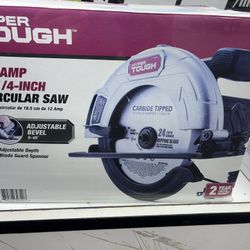Hyper Tough 12 Amp Corded 7-1/4 inch Circular Saw with Steel Plate Shoe, Adjustable Bevel, Blade & Rip Fence