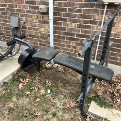 Weight Bench, Bar And 6 Weights