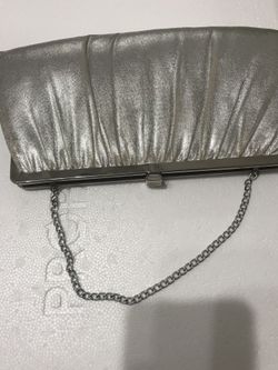 Silver dress purse with silver handle