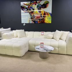 Brooklyn Ivory Boucle LAF Chaise Sectional
