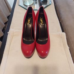 Yves Saint Laurent Tribute Two 105 Red Pumps 