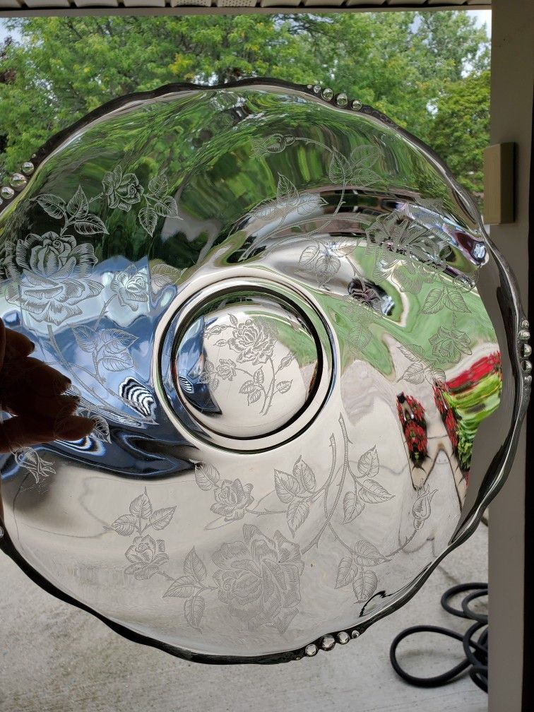 Heisey Glass Etch Rose Platter