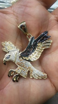 14k Gold Eagle Charm CZ stones high quality 12.6 grams
