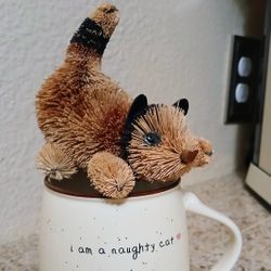 Bristle Brush Cat & I'm A Naughty Cat Mug