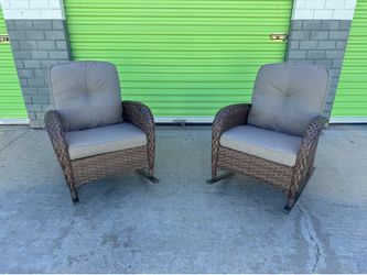 Wicker Outdoor Rocking Chair with grayCushions