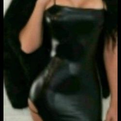 Leather Cocktail Blacky Dress