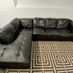 Black Ashley Faux Leather Chaise Sectional $250