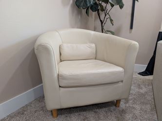 Off White Leather Lounge Chair