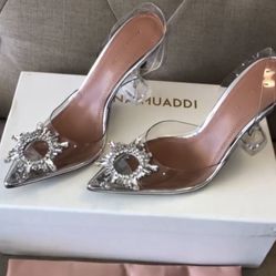 Clear Heels For Sale! One Missing Stone-  Not Really Noticeable Eu 40 - US 8 -8.5