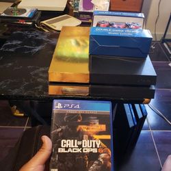 Gold & Black Sony Playstation 4  PS4 500GB. & 1 Controller with New Call of duty Black ops 6 Game $175. Available 1000GB 2000GB or jailbreak