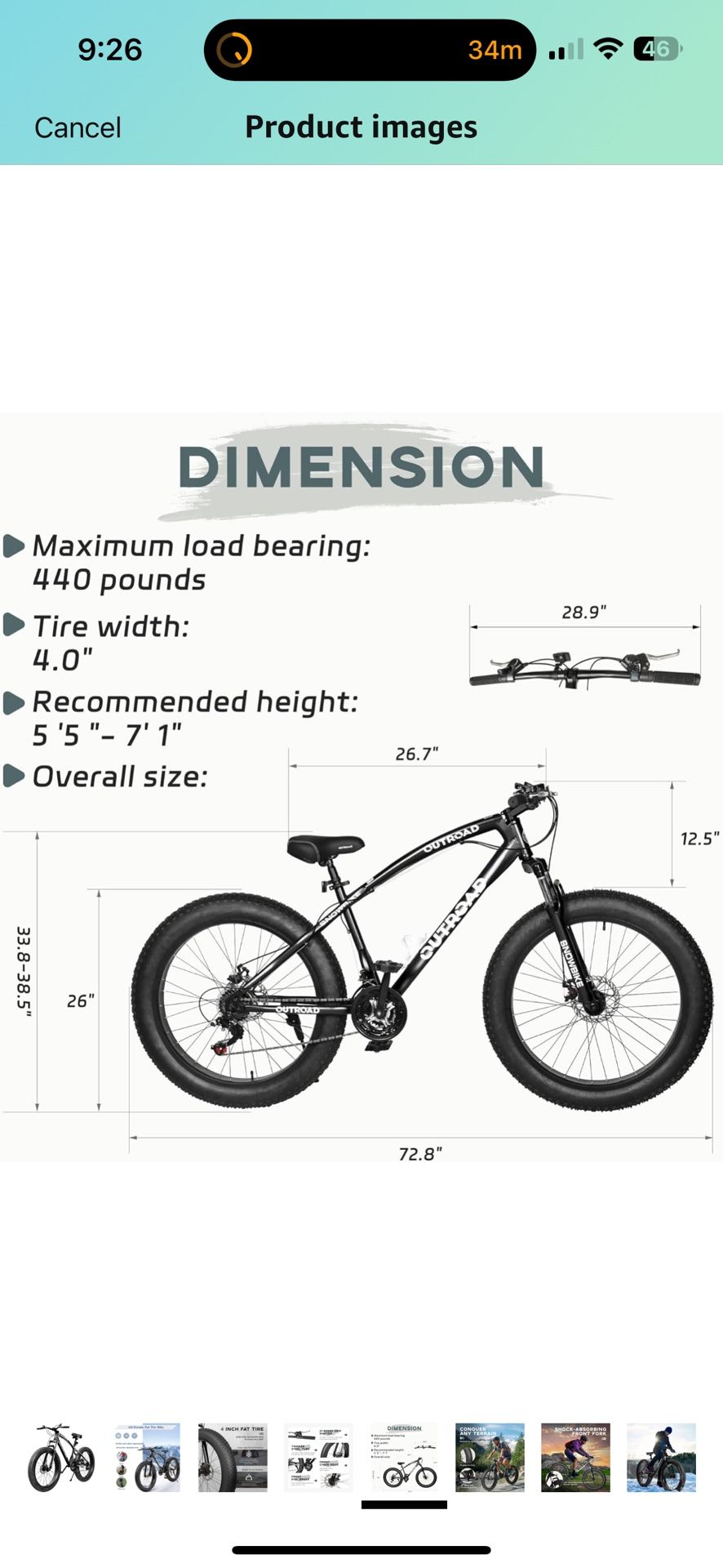 Outroad Fat Tire Mountain Bike with 26 inch Wheel