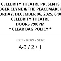 ROGER CLYNE &THE PEACEMAKERS 2ND ROW TONIGHT @ 8PM