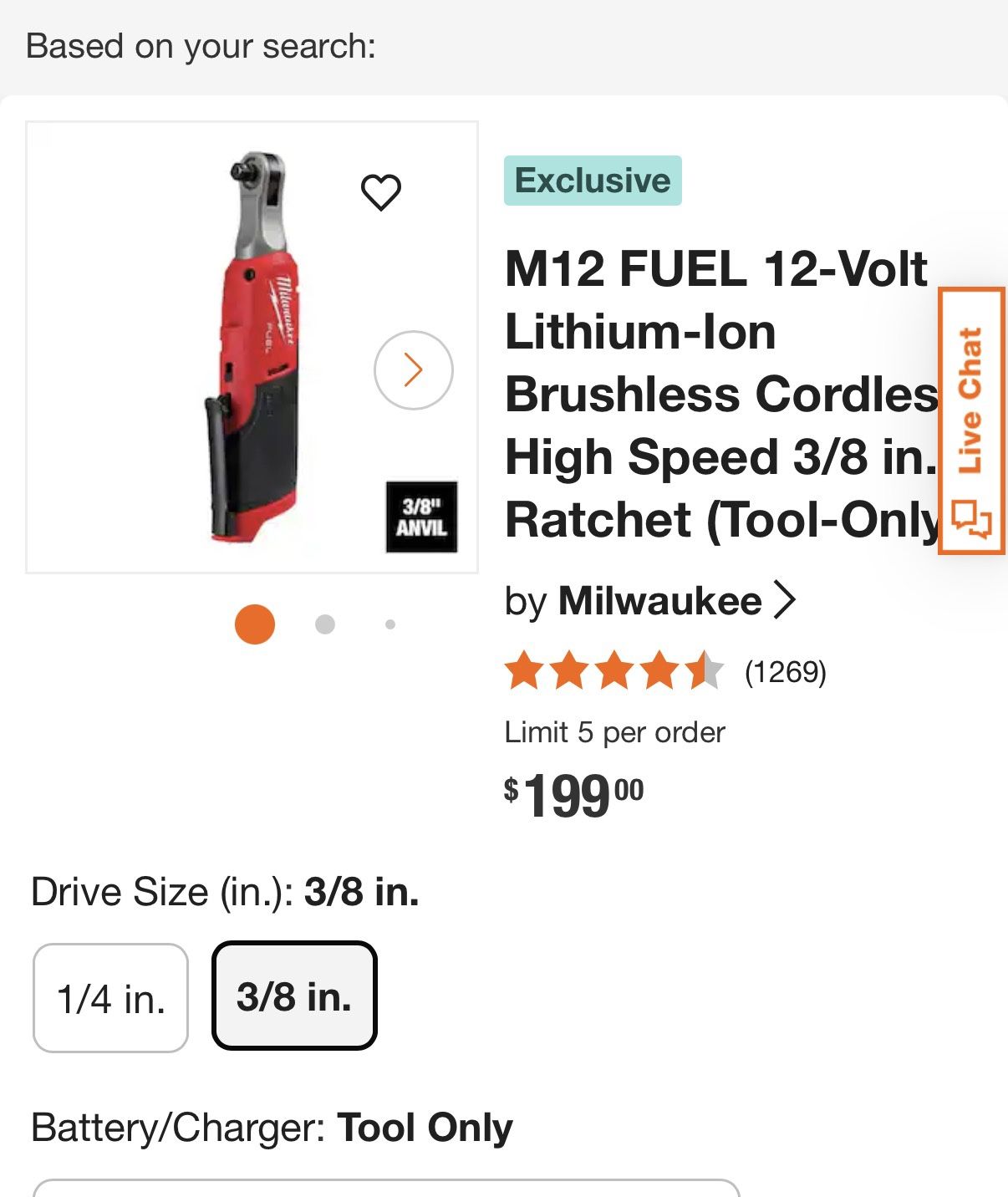 Milwaukee M12 3/8” Ratchet (tool Only)