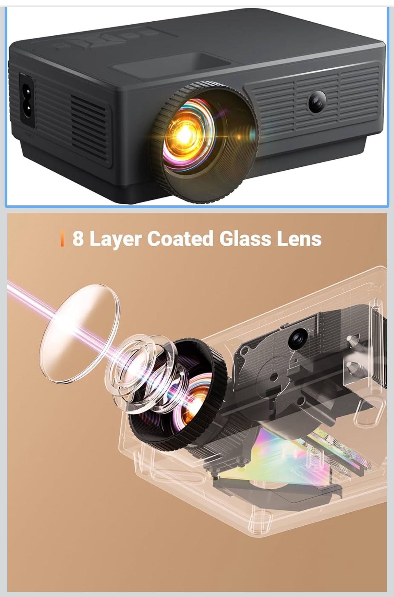 Mini Projector for Outdoor & Home Theater, Phone Projector Compatible with HDMI, USB, TV Stick, Laptop, iOS and Android