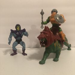 Masters of the Universe Battle Cat, Man at Arms, Skeletor and accessories