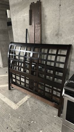 Dark Wood Lattice Bed Headboard