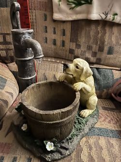 Resin Dog and Water Pump Planter