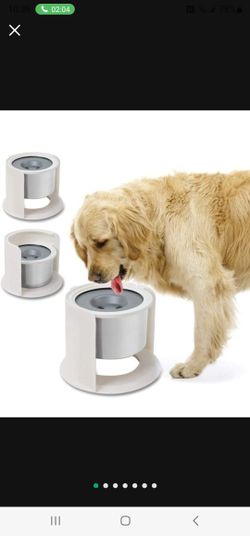 Dog Water Bowl Elevated Dog Bowls Slow Water Feeder Dog Bowl with Floating Disk No-Spill Water Bowl for Dogs (4.4 L Water Bowl
