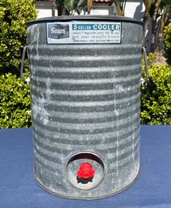 RARE SEARS VTG Cooler Water Galvanized Metal Jug 5 Gallon Original