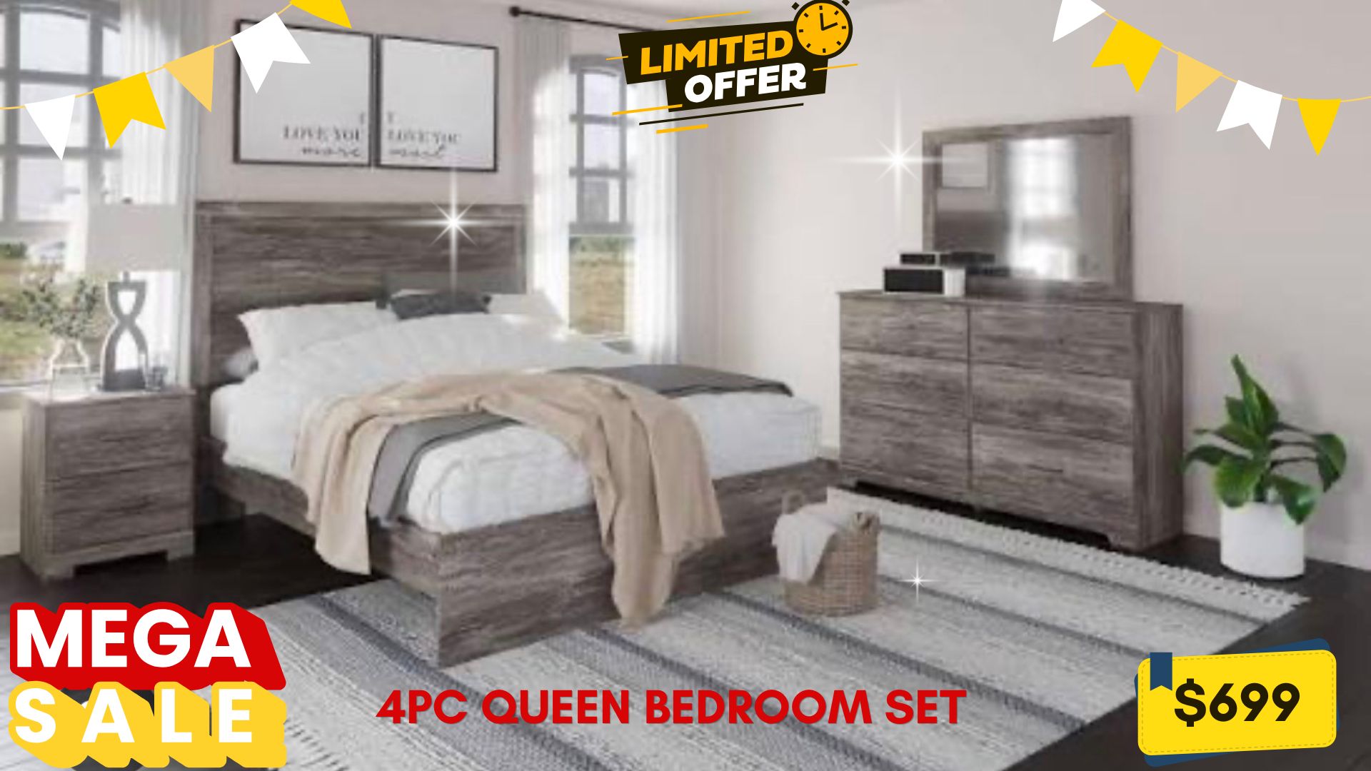 4 PC QUEEN BEDROOM SET