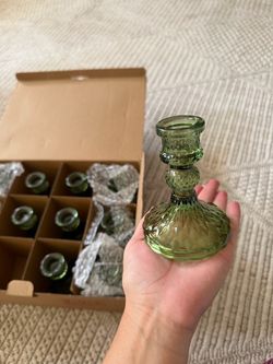Green/pink/blue Glass Candleholder Sets