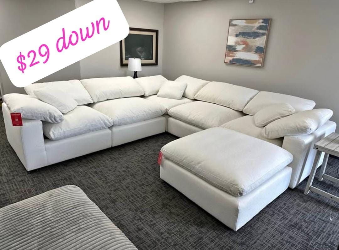 $50 Down Finance Cloud Sectional Sofa Loveseat Bedroom Set Queen Bed King Bed Mattress Dining Table Bunk Bed Vanity