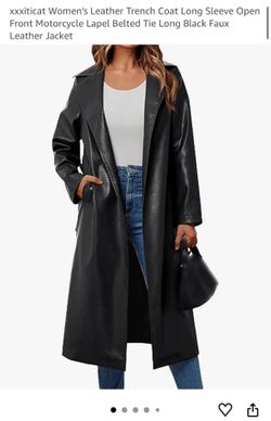 Women’s Faux Leather Trench Coat