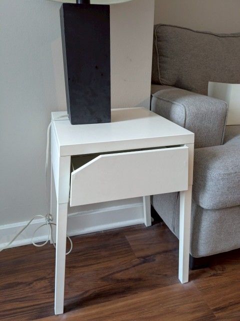 White Nightstand / Side Table with Drawer