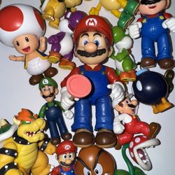 Super Mario Bros Toys Lot of 15 + Plushie 