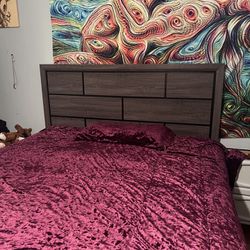 Gray Bed Frame W/ Box Spring Full Size