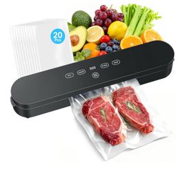 Compact Vacuum Food Sealer Machine, 4-in-1, Digital Timer, Moist/Dry, Pulse, Seal Modes, with 20 Vacuum Bags, Black