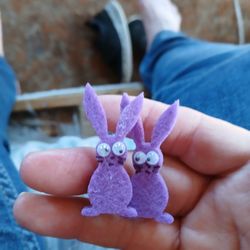 Purple Bunny Earrings Handmade 