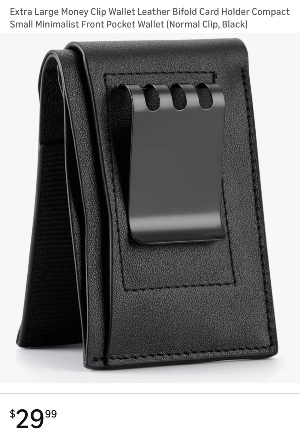 Leather money clip bifold wallet